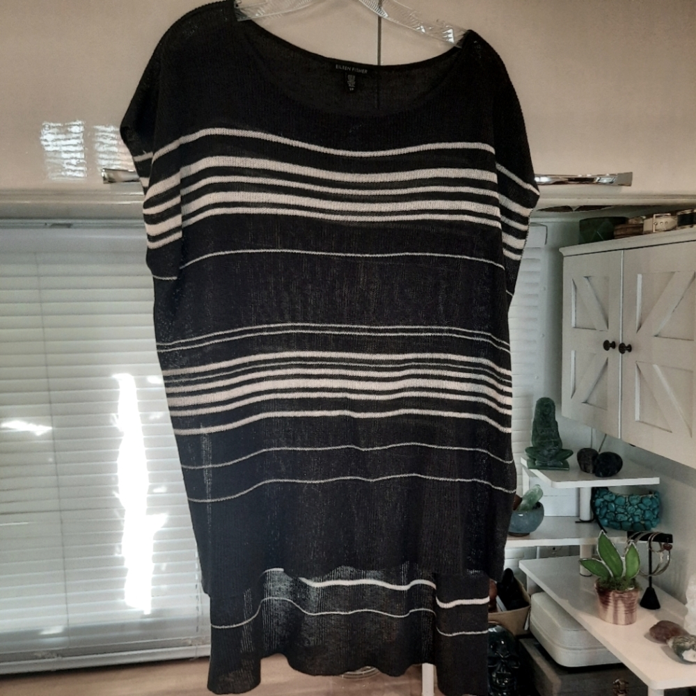 Eileen Fisher Italian Yarn Knit Sleeveless High-Low Tunic Top Small